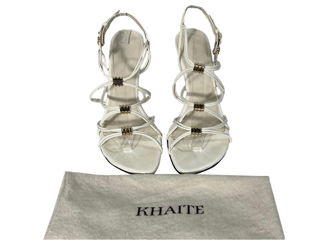 Sandalias de tacón strappy Louisa de Khaite en cuero blanco Crudo - vista 7
