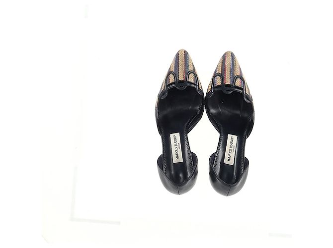 Décolleté a punta Manolo Blahnik in rafia multicolore - vista 10