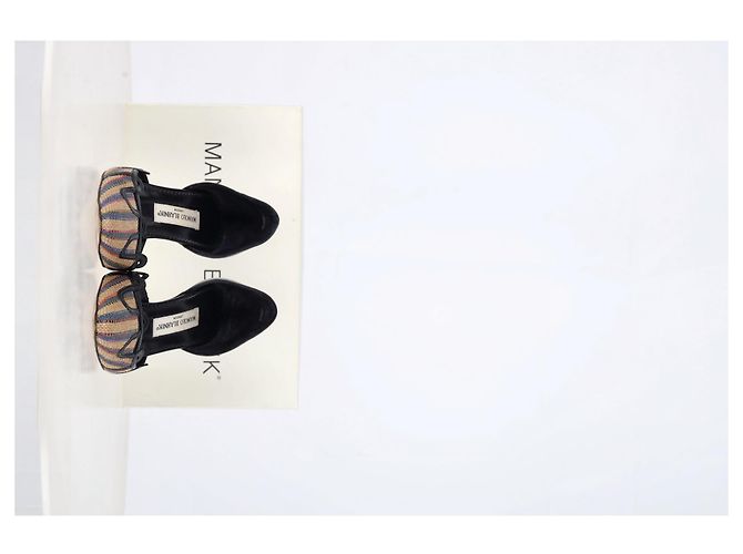 Décolleté a punta Manolo Blahnik in rafia multicolore - vista 14