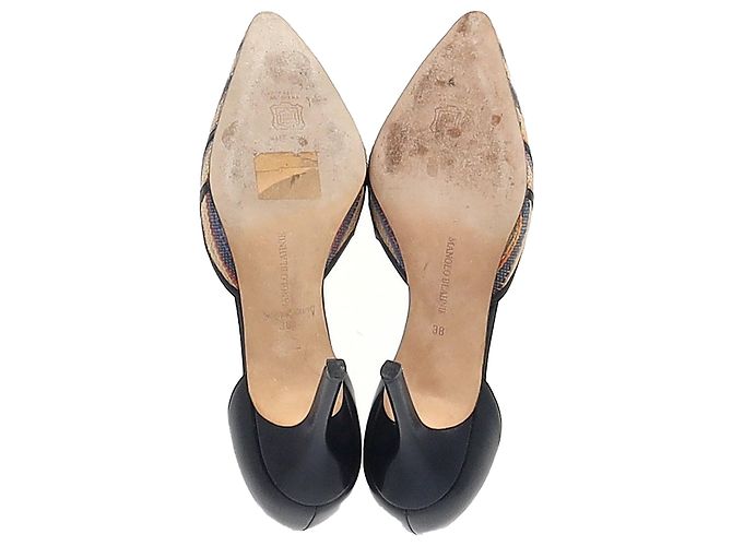 Décolleté a punta Manolo Blahnik in rafia multicolore - vista 6