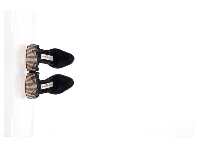 Décolleté a punta Manolo Blahnik in rafia multicolore - vista 9