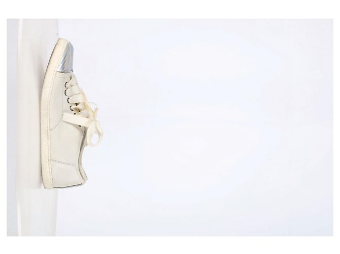 Tênis de bico em couro branco com efeito de pele de cobra Lanvin Cru - vista 13