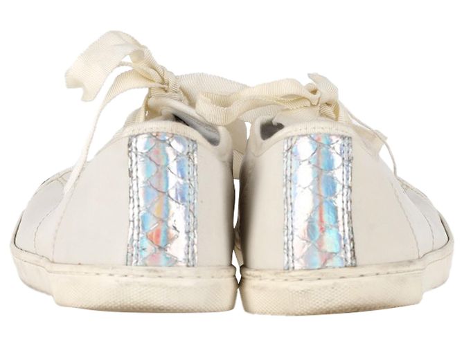 Tênis de bico em couro branco com efeito de pele de cobra Lanvin Cru - vista 5