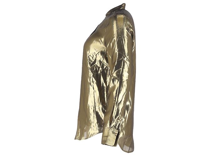 Camicia button-down Equipment in seta dorata metallica D'oro Metallico - vista 2
