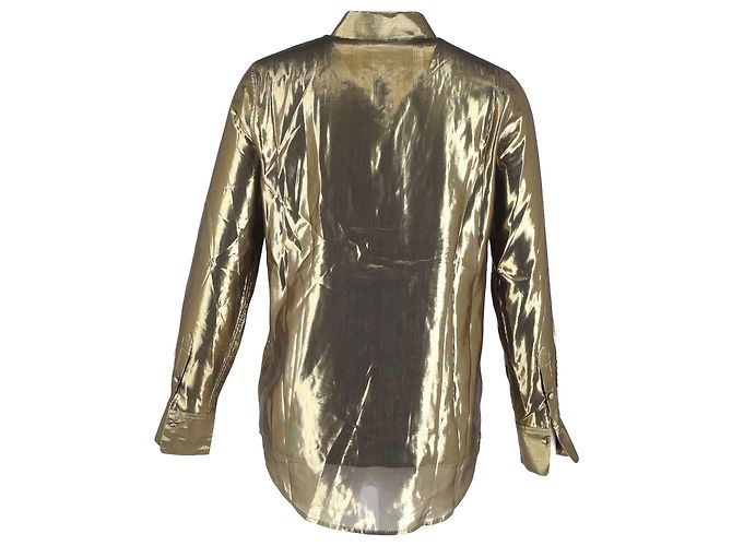 Camicia button-down Equipment in seta dorata metallica D'oro Metallico - vista 3