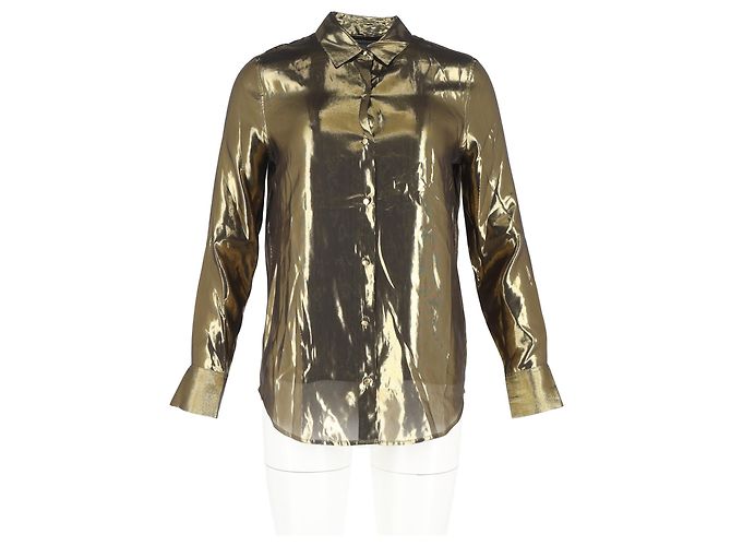 Camicia button-down Equipment in seta dorata metallica D'oro Metallico - vista 4