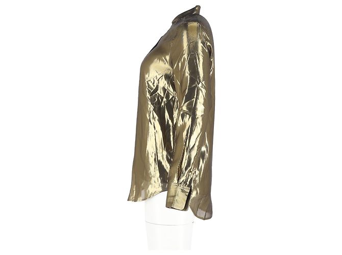 Camicia button-down Equipment in seta dorata metallica D'oro Metallico - vista 5