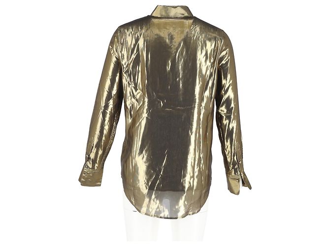 Camicia button-down Equipment in seta dorata metallica D'oro Metallico - vista 6
