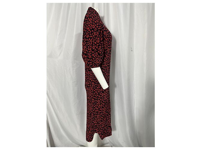 Camisa midi de botones estampada Ganni en viscosa roja - vista 10