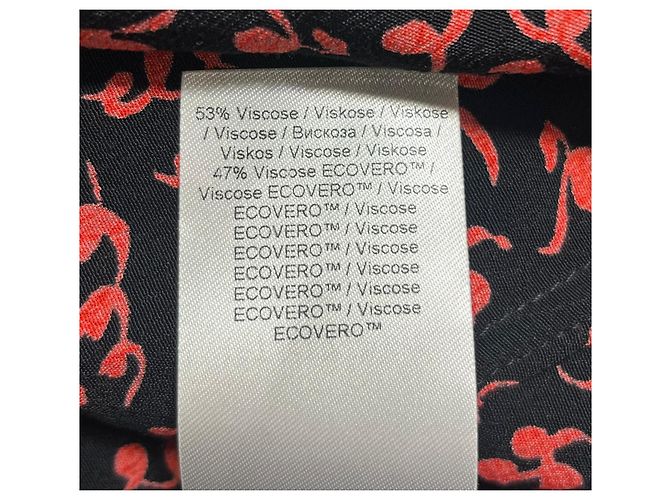 Camisa midi de botones estampada Ganni en viscosa roja - vista 12