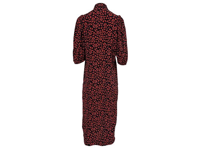 Camisa midi de botones estampada Ganni en viscosa roja - vista 3