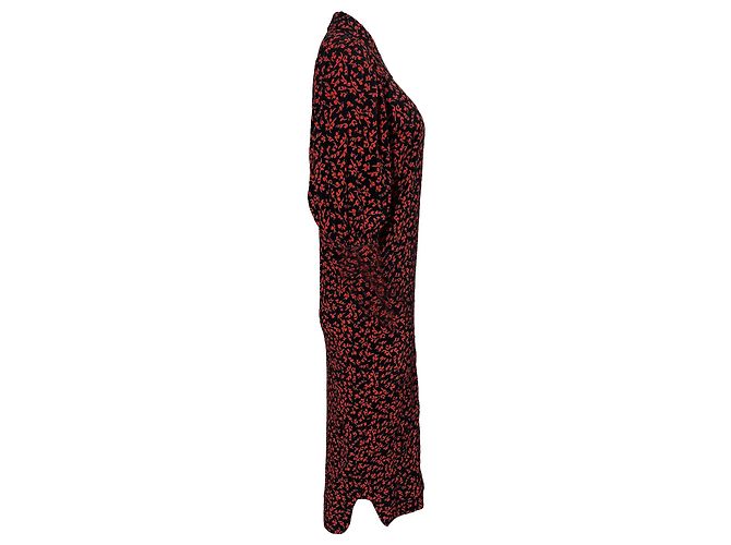 Camisa midi de botones estampada Ganni en viscosa roja - vista 4