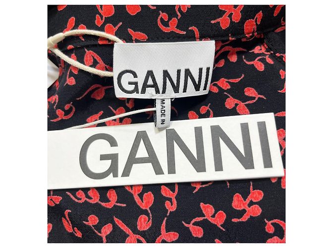 Camisa midi de botones estampada Ganni en viscosa roja - vista 5