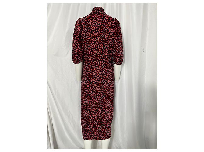 Camisa midi de botones estampada Ganni en viscosa roja - vista 9