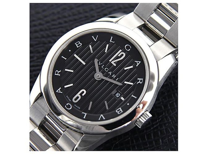 Bulgari Bvlgari Edelstahl Solo Tempo Uhr ST30S gebraucht Schwarz - Ansicht 9