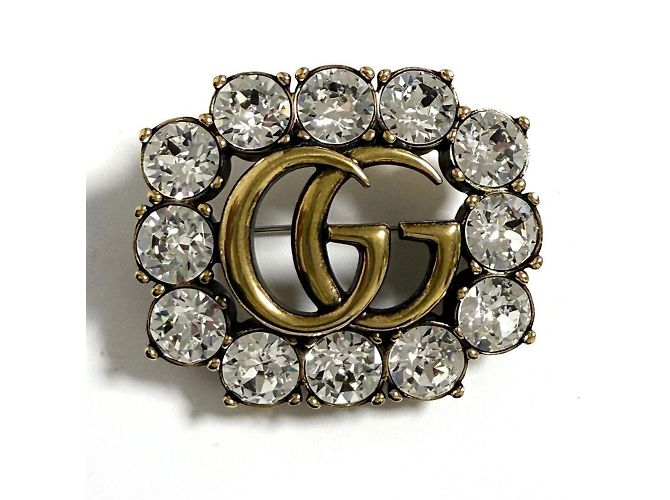 Spilla in metallo Double G di Gucci per donne con cristalli - vista 2