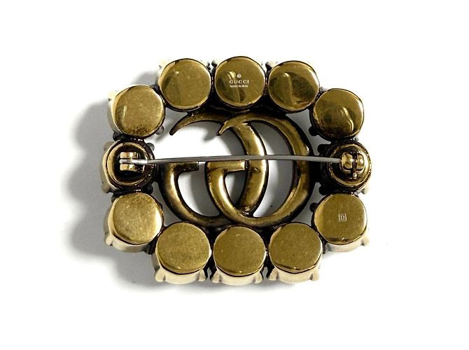 Spilla in metallo Double G di Gucci per donne con cristalli - vista 3