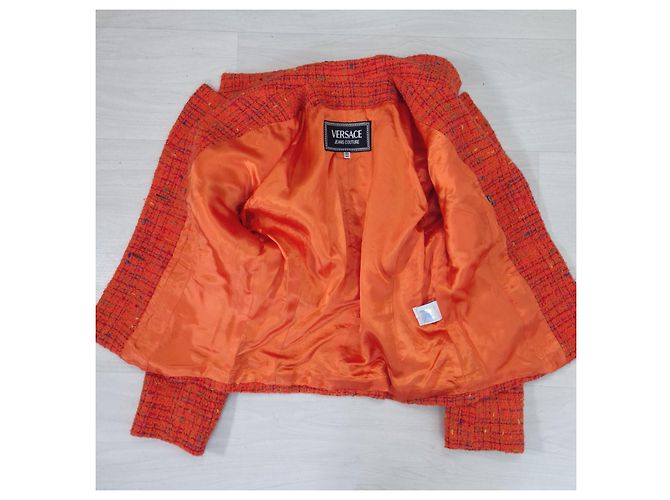 Versace Jeans Couture Orange Tweed-Wolljacke von Gianni Versace - Ansicht 10