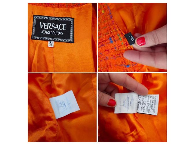 Versace Jeans Couture Orange Tweed-Wolljacke von Gianni Versace - Ansicht 11