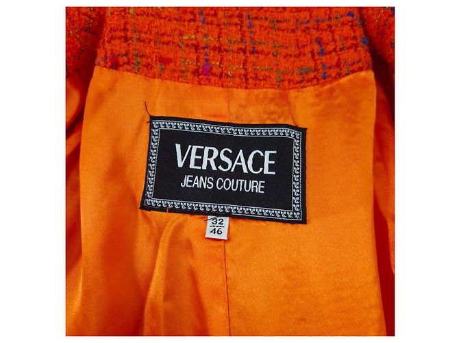 Versace Jeans Couture Orange Tweed-Wolljacke von Gianni Versace - Ansicht 3