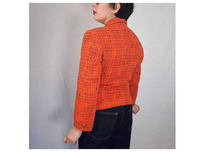 Versace Jeans Couture Orange Tweed-Wolljacke von Gianni Versace - Ansicht 6