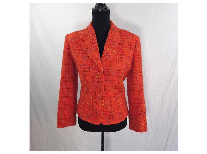 Versace Jeans Couture Orange Tweed-Wolljacke von Gianni Versace - Ansicht 7