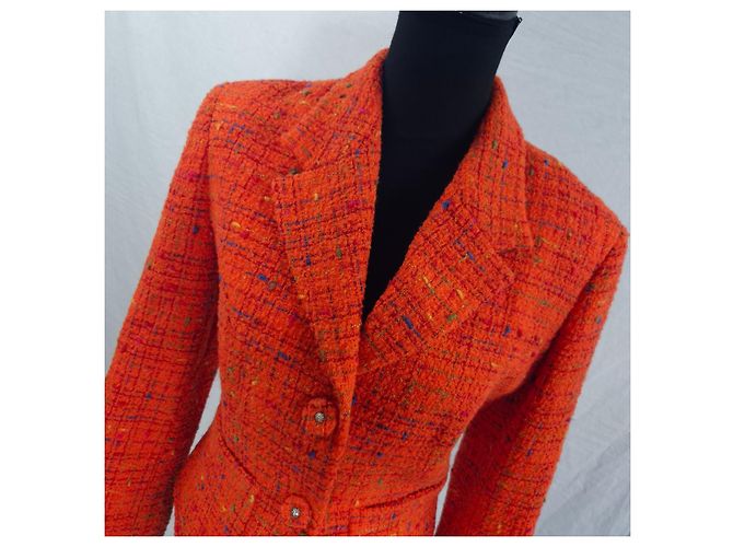 Versace Jeans Couture Orange Tweed-Wolljacke von Gianni Versace - Ansicht 9