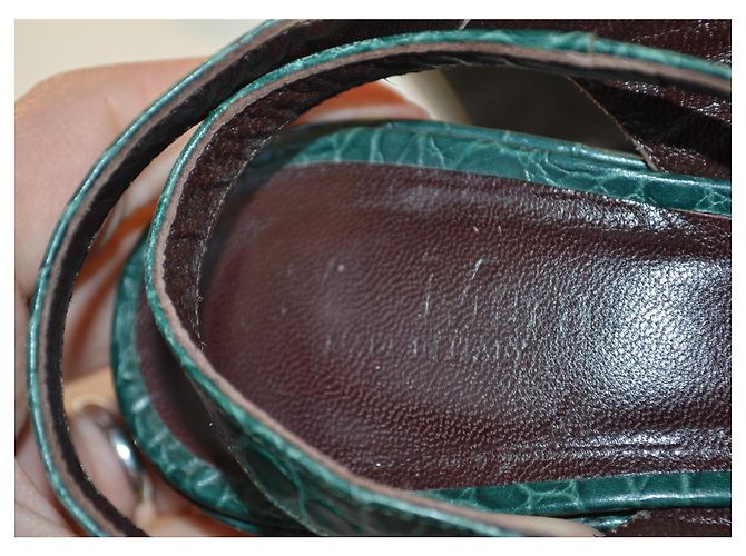 sandali con zeppa Max Mara stampa coccodrillo verde scuro - vista 6