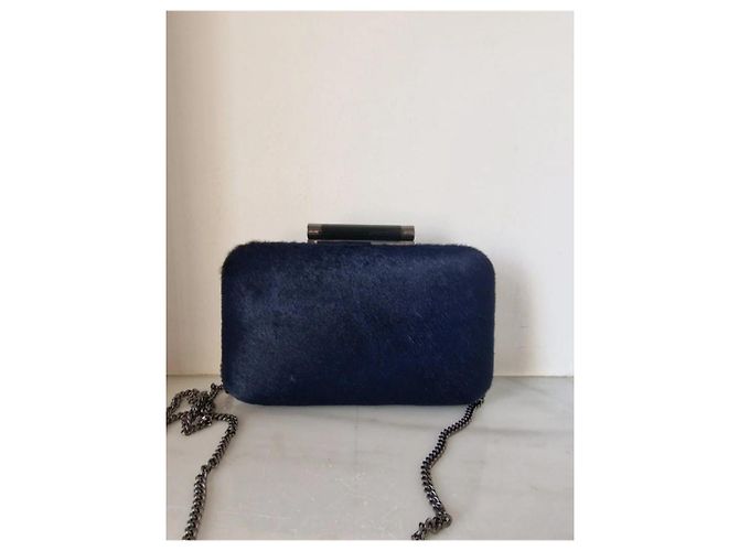 Clutch Diane Von Furstenberg Pelle di Vitello Pony Blu Notte Blu scuro - vista 2
