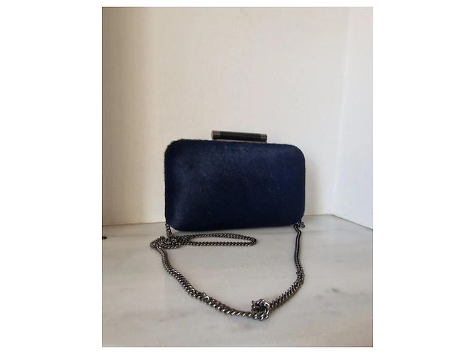 Clutch Diane Von Furstenberg Pelle di Vitello Pony Blu Notte Blu scuro - vista 7