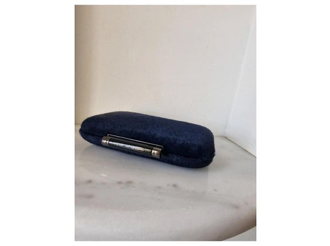 Clutch Diane Von Furstenberg Pelle di Vitello Pony Blu Notte Blu scuro - vista 8