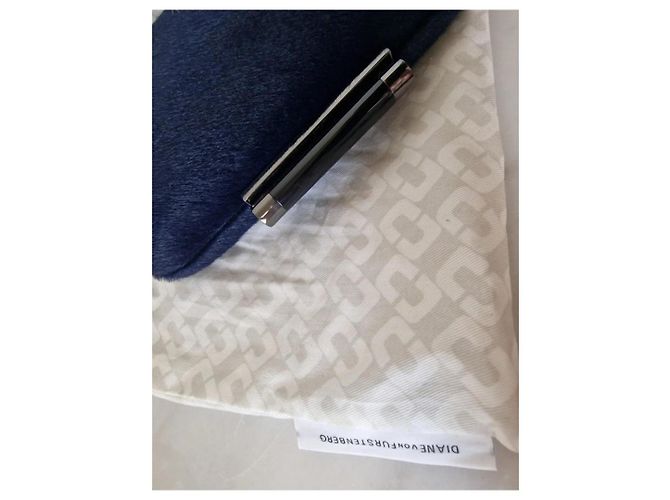 Clutch Diane Von Furstenberg Pelle di Vitello Pony Blu Notte Blu scuro - vista 9