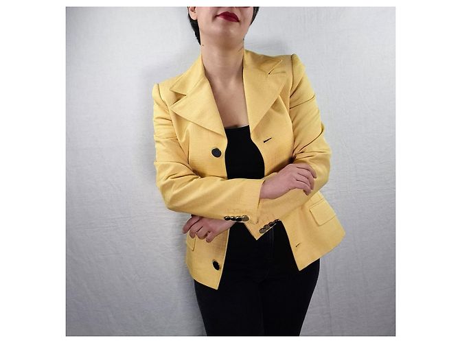 Blazer amarillo de algodón y seda Dolce & Gabbana - vista 7