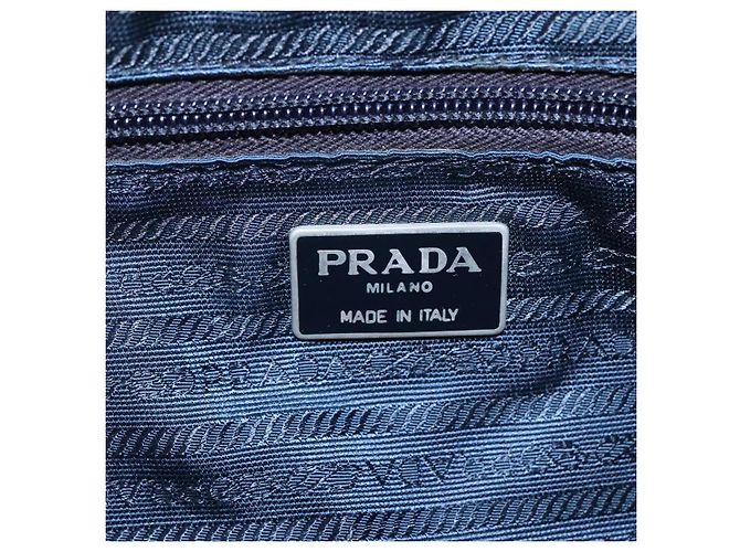 PRADA Borsa a mano in nylon blu navy argento autentica bs22993 - vista 16