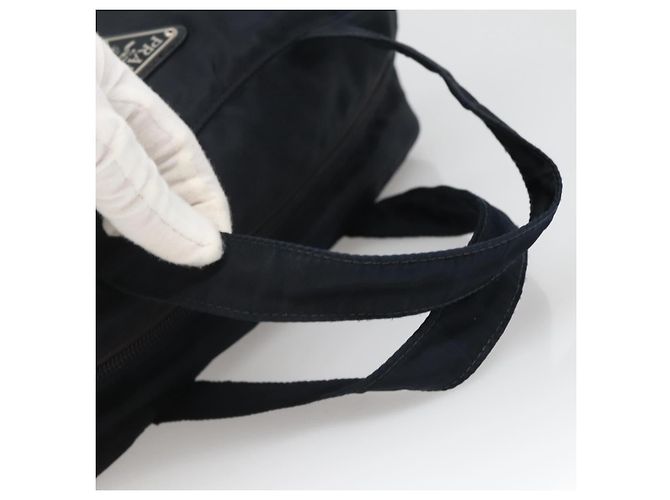 PRADA Borsa a mano in nylon blu navy argento autentica bs22993 - vista 7