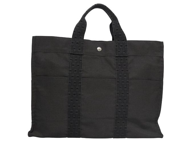 Hermès HERMES Handtasche Her Line MM aus grauem Canvas Auth am7709 Braun - vue 3