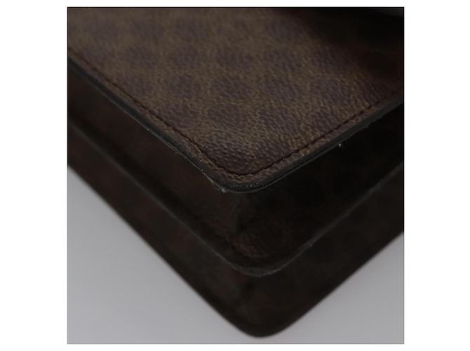 Céline Borsa a mano in tela Macadam CELINE in pelle PVC marrone oro Auth BD171 D'oro - vista 11