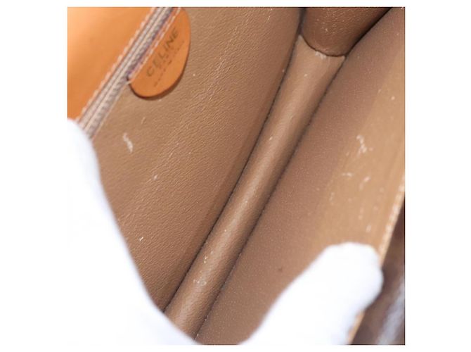 Céline Borsa a mano in tela Macadam CELINE in pelle PVC marrone oro Auth BD171 D'oro - vista 17
