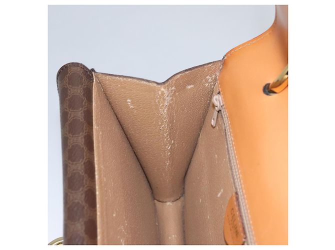 Céline Borsa a mano in tela Macadam CELINE in pelle PVC marrone oro Auth BD171 D'oro - vista 19