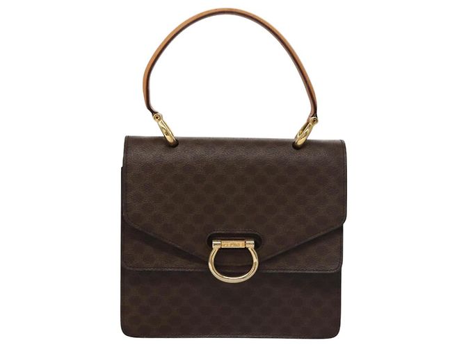 Céline Borsa a mano in tela Macadam CELINE in pelle PVC marrone oro Auth BD171 D'oro - vista 2