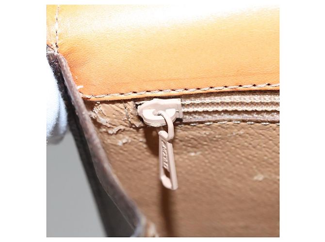 Céline Borsa a mano in tela Macadam CELINE in pelle PVC marrone oro Auth BD171 D'oro - vista 22