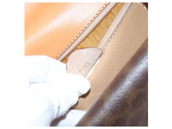 Céline Borsa a mano in tela Macadam CELINE in pelle PVC marrone oro Auth BD171 D'oro - vista 24