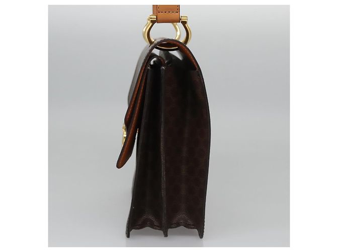 Céline Borsa a mano in tela Macadam CELINE in pelle PVC marrone oro Auth BD171 D'oro - vista 4