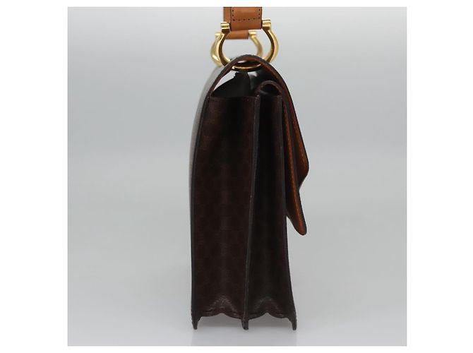 Céline Borsa a mano in tela Macadam CELINE in pelle PVC marrone oro Auth BD171 D'oro - vista 5