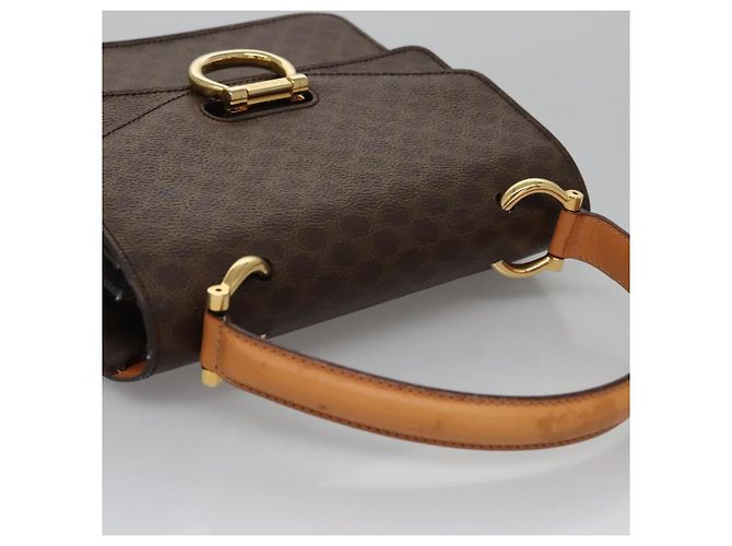 Céline Borsa a mano in tela Macadam CELINE in pelle PVC marrone oro Auth BD171 D'oro - vista 6