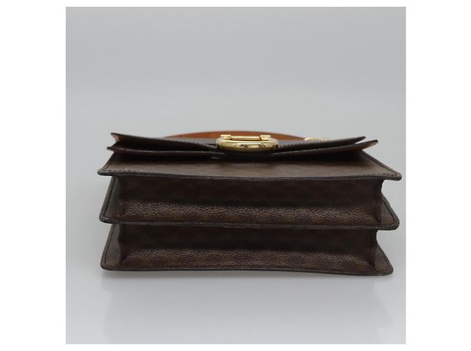 Céline Borsa a mano in tela Macadam CELINE in pelle PVC marrone oro Auth BD171 D'oro - vista 9