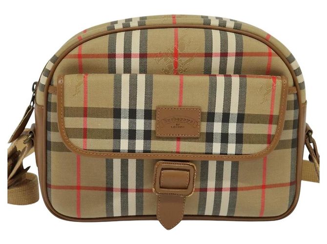 Autre Marque Borsa a spalla Burberrys Nova Check in tela pelle beige oro Auth ep7522 D'oro - vista 2