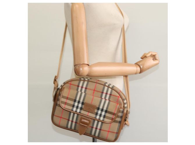 Autre Marque Borsa a spalla Burberrys Nova Check in tela pelle beige oro Auth ep7522 D'oro - vista 20