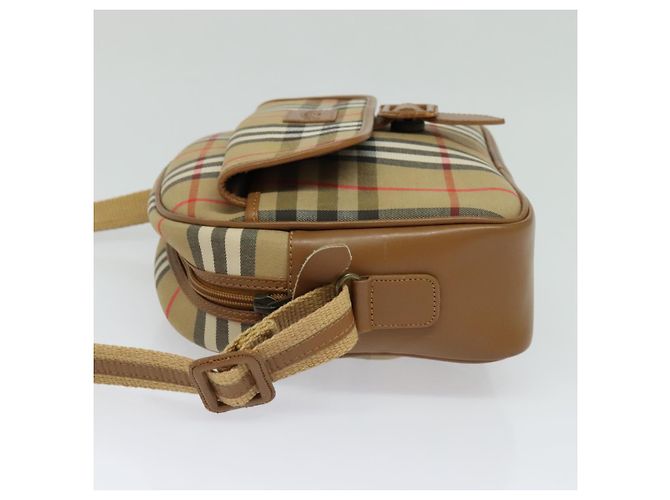 Autre Marque Borsa a spalla Burberrys Nova Check in tela pelle beige oro Auth ep7522 D'oro - vista 4