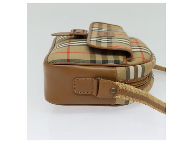 Autre Marque Borsa a spalla Burberrys Nova Check in tela pelle beige oro Auth ep7522 D'oro - vista 5